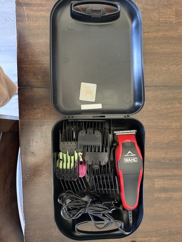 Used Wahl Corded Hair Clippers Kit with Guards and Case Works Scissors
