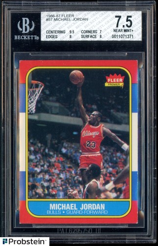 1986-87 Fleer #57 Michael Jordan RC Rookie HOF BGS 7.5 w/ 9.5 " DEAD CENTERED "