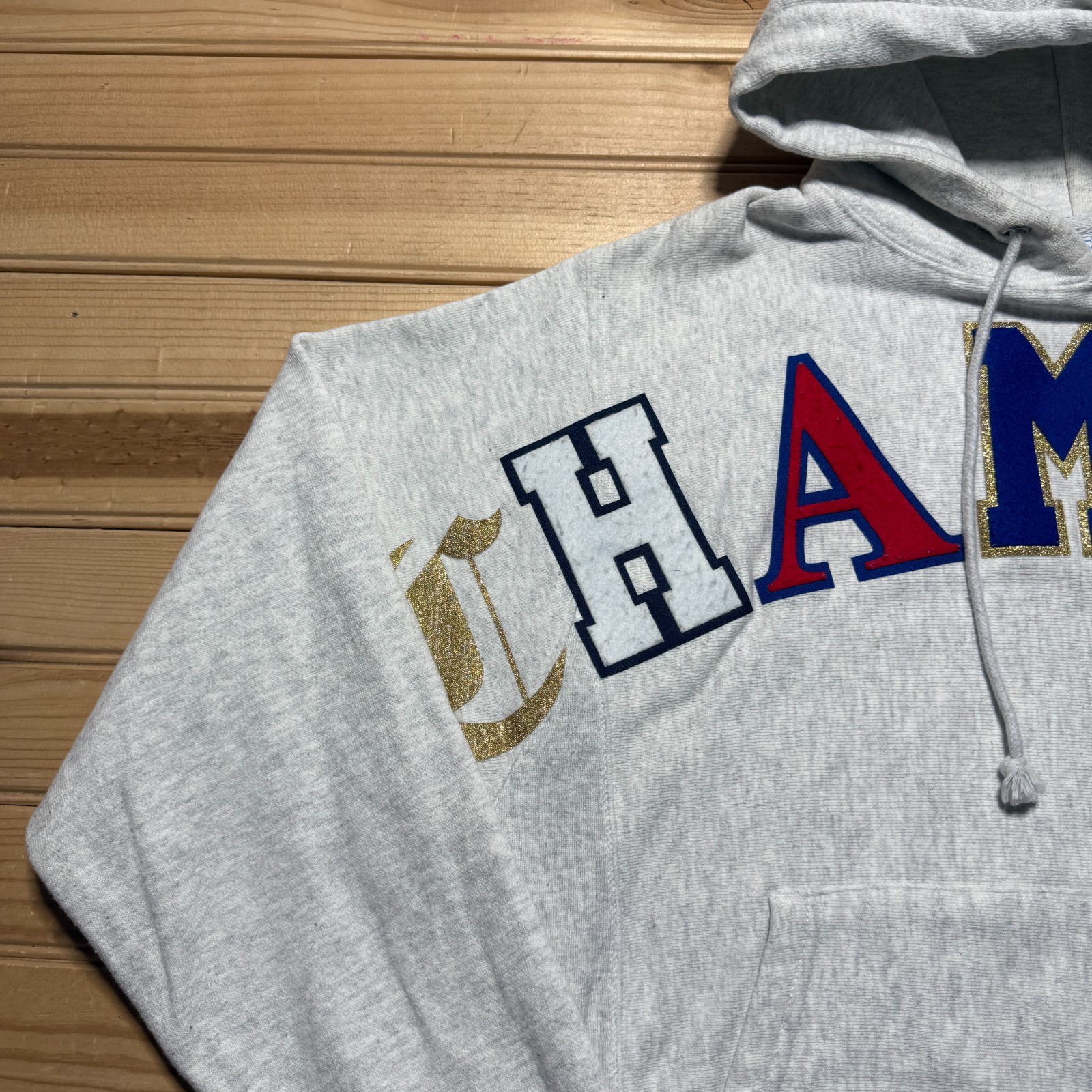 Champion Reverse Weave Patchwork Logo Heather Fle… - image 2