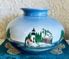 Sheepscot River Pottery Hand Painted Maine Lighthouse 13" High/42" Diameter Vase