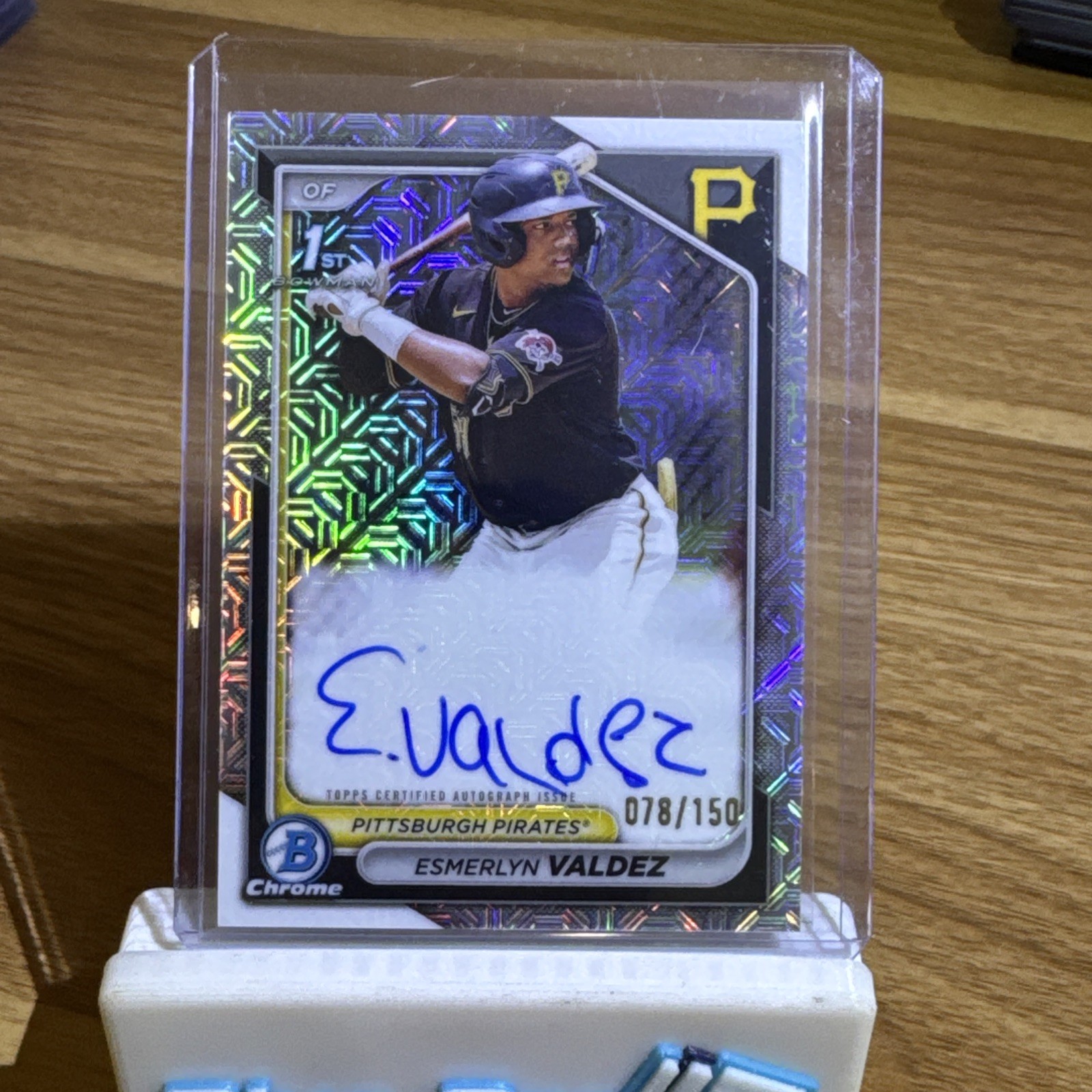 2024 Bowman Esmerlyn Valdez Chrome Auto Choice 1st #78/150 Pirates