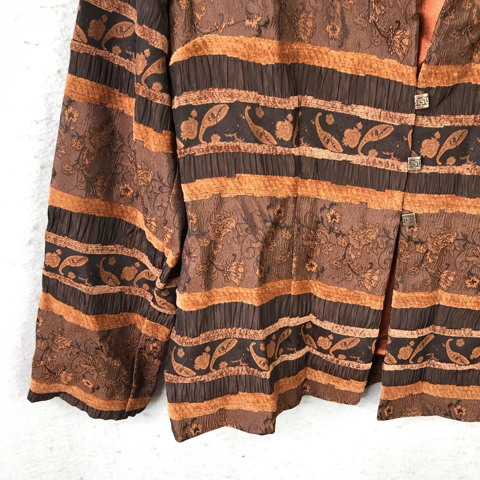 Danny & Nicole Chaqueta Tank Set Mujer 10 Marrón Naranja Jacquard Elegante Dos Piezas Foto 4 de 4