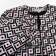 Kasper Separates Women's Crop Jacket Coral Black White Design Lined SZ 14
