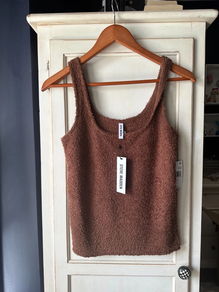 Camiseta sin mangas Steve Madden para mujer cuello redondo chenilla para dormir Foto 2 de 4