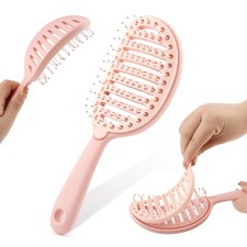 Self Cleaning Curved Vented Detangling Hair Brush for Men Women, Dry Wet Detangl