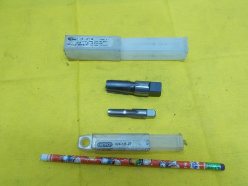 2 pc LOT NEW PIPE TAPS 3/8-18 & 1/8-27 threading tool tapping CHAMPION USA - Picture 1 of 3