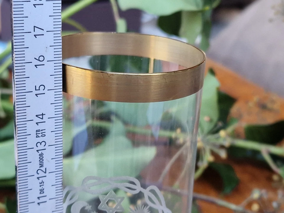 vintage Trinkglas mit Goldrand Freimaurer Zirkel Glas Logenglas - Bild 4 von 4