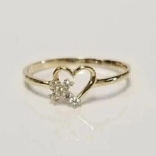 1 Ct Round Cut Simulated Diamond Cross  Heart Shape Ring 14k Yellow Gold Plated