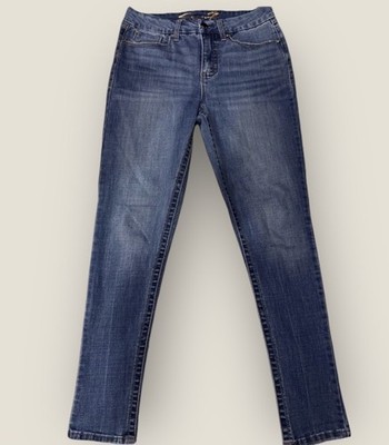 Seven7 Tummyless High Rise Skinny Jeans Women s 10 Shelby Blue Stretch