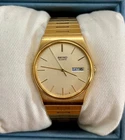Seiko Men’s Goldtone Stainless Steel Watch Vintage 1984 Near Mint 6533-8000