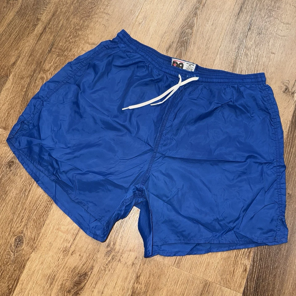 Pantalones Cortos de Fútbol De Colección Azul Sólido Delgado Nylon Brillante DA 80s 90s Para Hombres 2XL XXL Foto 2 de 4