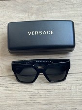 Versace Medusa Head Sunglasses Black Gold Oversized Square Italy Luxury