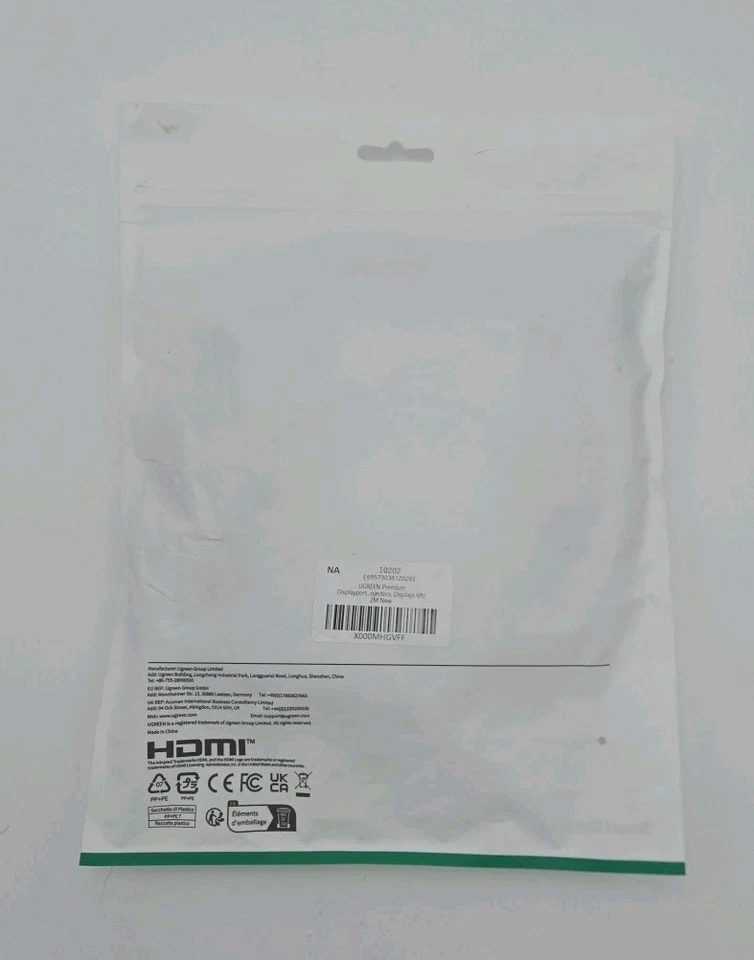 UGreen 4K DisplayPort DP 1.2 Male to Male Cable HDMI 2 Meter 6 Feet Passive  - Image 2 of 4