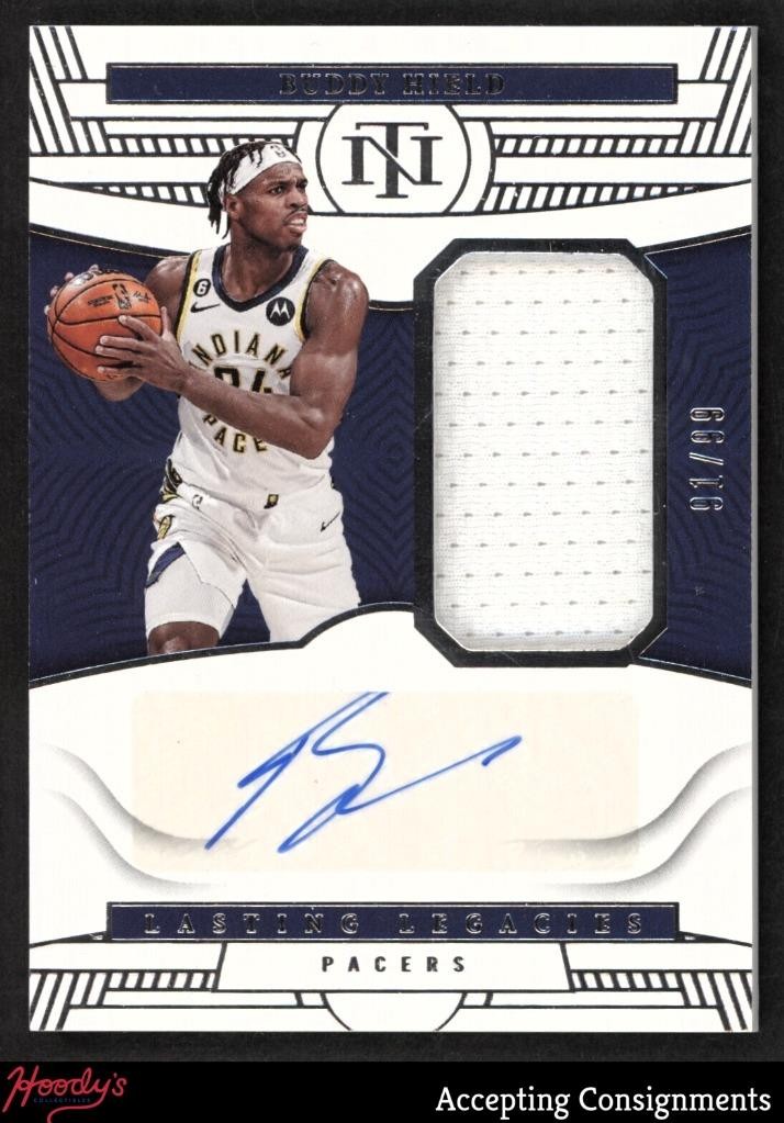 2022 National Treasures Lasting Legacies Buddy Hield GAME USED JERSEY AUTO 91/99