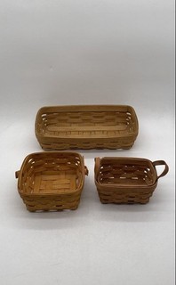 Longaberger Woven Handmade Decorative Handled Storage And Bread Baskets Lot Of 3