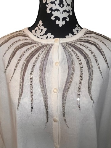 Bob Mackie Wearable Art White Cardigan Size 2X - Picture 6 of 7