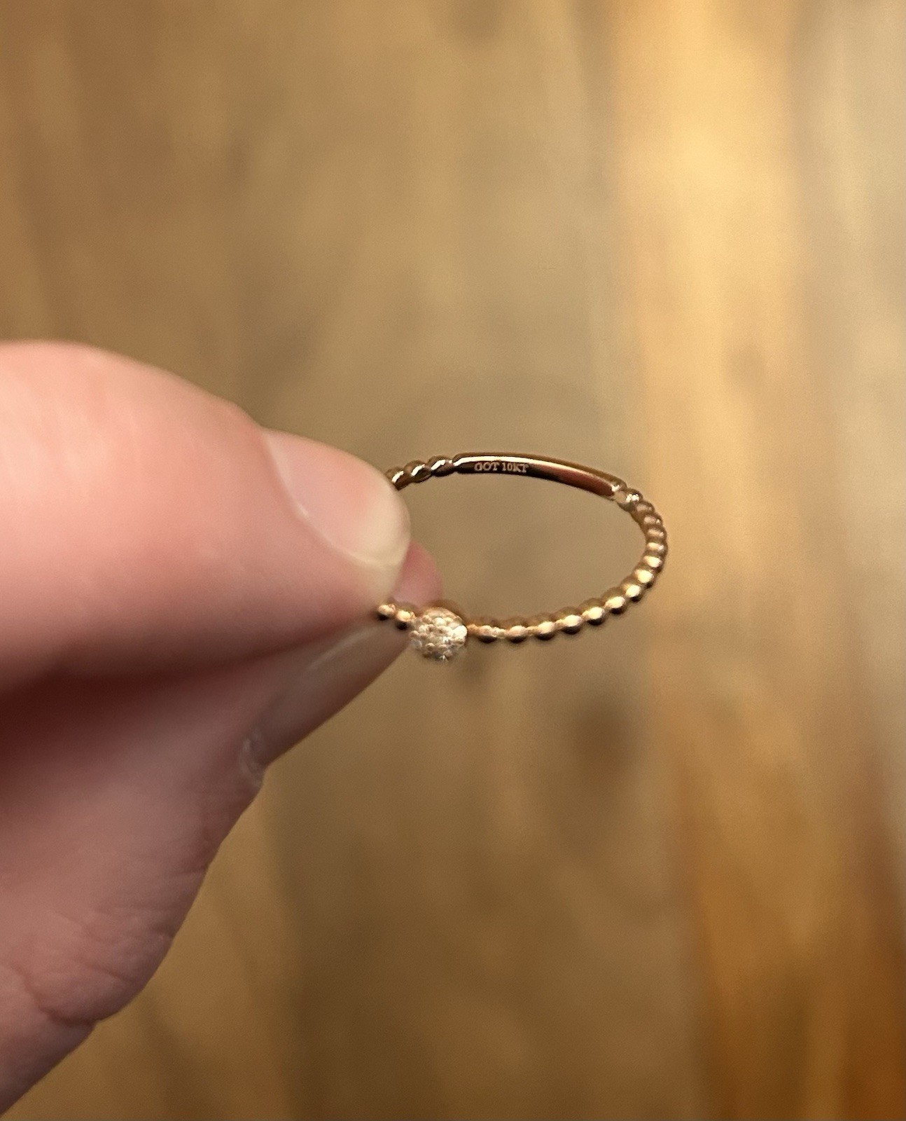 Solid 10k Rose Gold Beaded Stacking Ring Size 7 - image 13