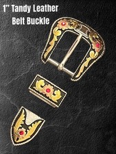 Tandy Leather Western 1  Two Tone Belt Buckle W-Crystals