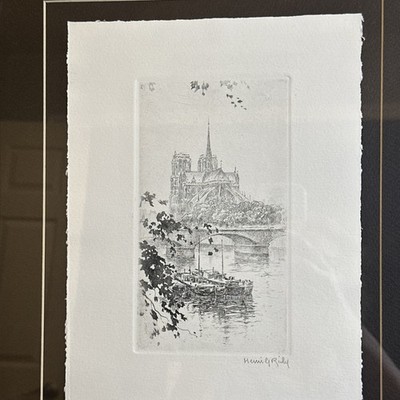 Henri Le Riche Signed Etching Notre Dame Paris – Framed Fine Art