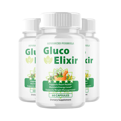 3-Pack Gluco Elixir Capsules   GlucoElixir Natural Glycogen Support - 180 Caps