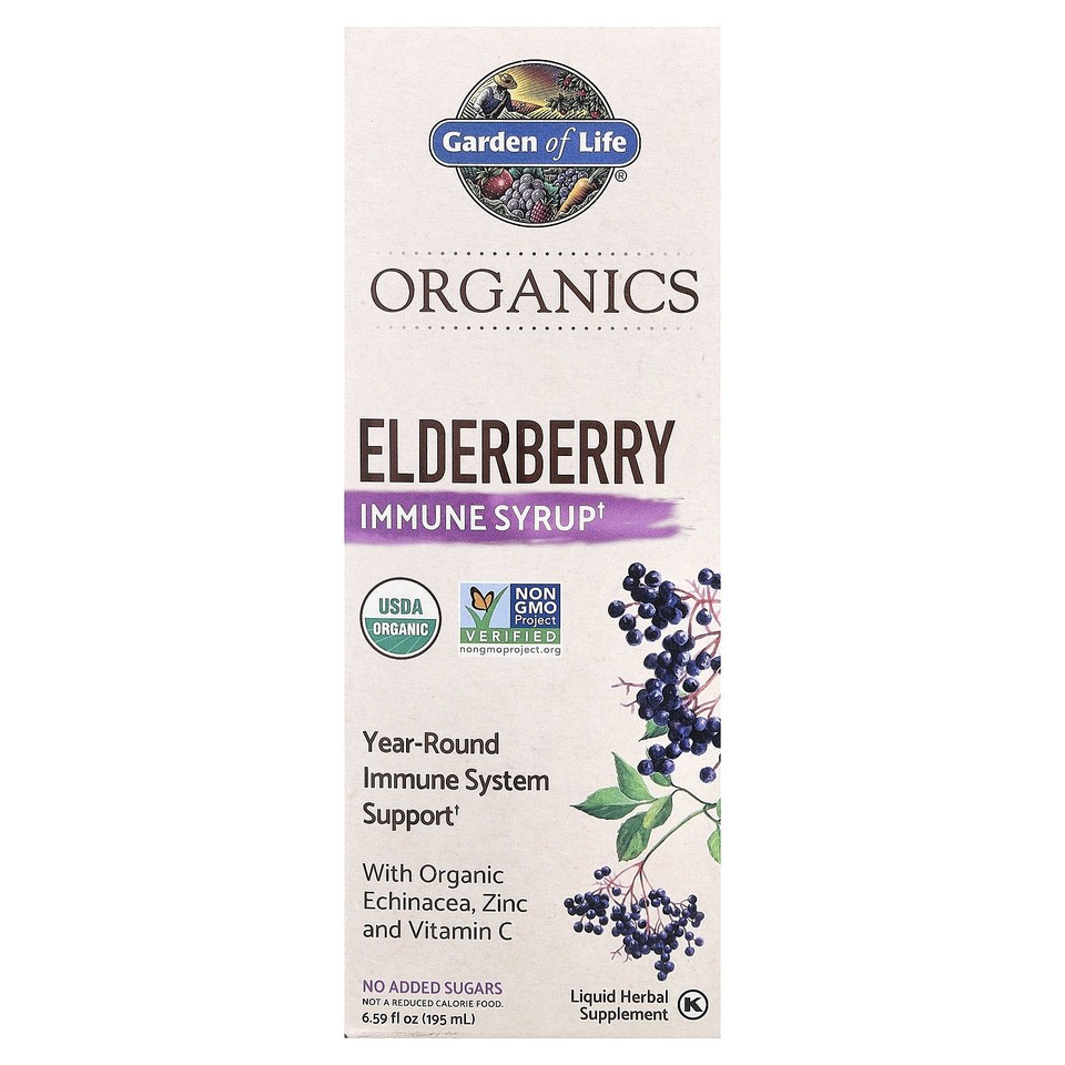 Organics, Elderberry Immune Syrup, 6.59 fl oz (195 ml)