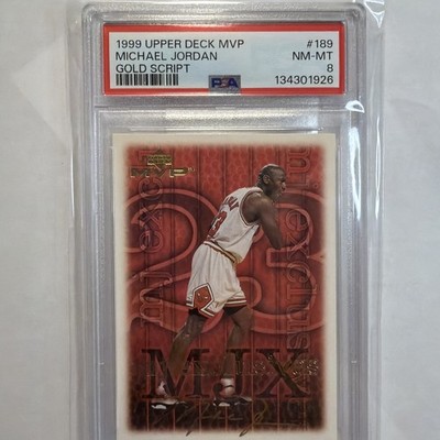 1999 Upper Deck MVP - MJ Exclusives Michael Jordan #189 Gold Script /100 PSA 8