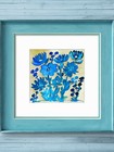 Blue Flowers Contemporary Expressionist Original Acrylic Painting 12x12 Signed — photo 5