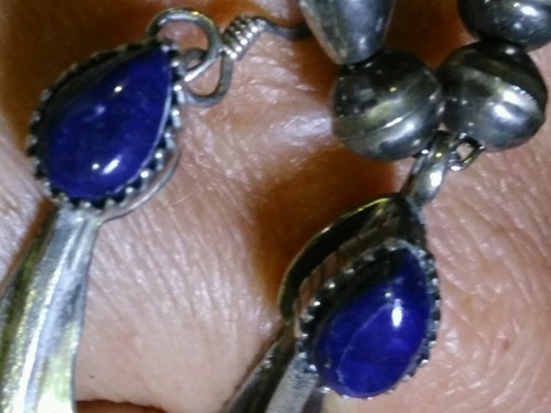 Derrick Gordon Navajo Navy Blue Lapis Sterling Necklace/Earring Jewelry Set - Picture 12 of 12
