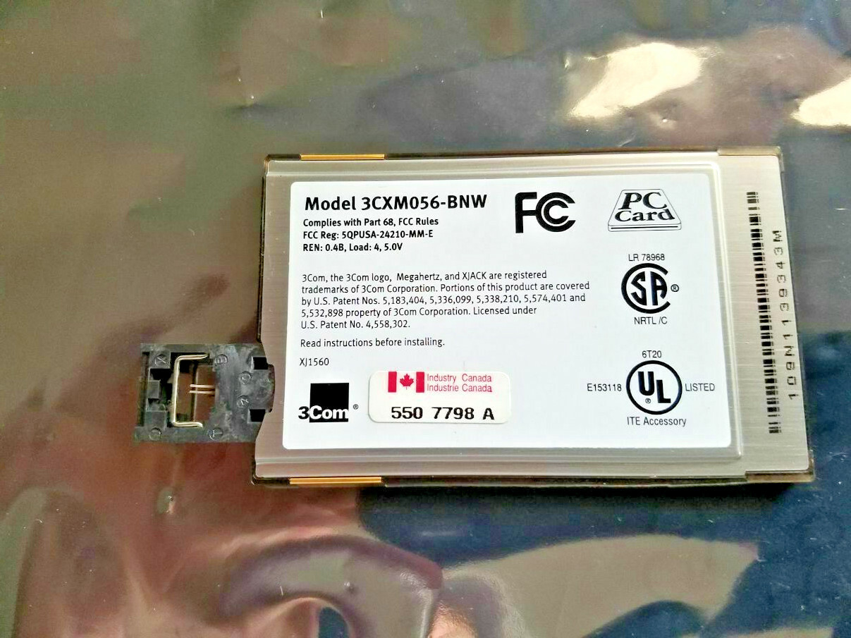 NoteWorthy 56K Modem PC Card with XJACK Connector eBay