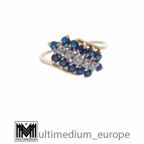 750 yellow gold clip on ring diamond sapphire 18ct gold diamond sapphire