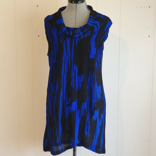 Lilia Women's Size S Black & Blue Short Sleeve Long Top U23 - Picture 2 of 7