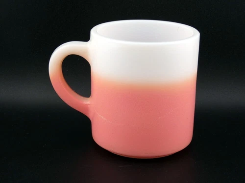 Vintage Hazel Atlas Pink White Ombre Milk Glass Coffee Mug