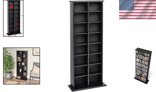 Durable Black Multimedia Cabinet - Holds 320 CDs, 130 DVDs with Stability - Picture 2 of 9