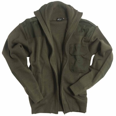 Strickjacke 80% Schurwolle oliv Bundeswehr Troyer grün Jäger Outdoor Brusttasche