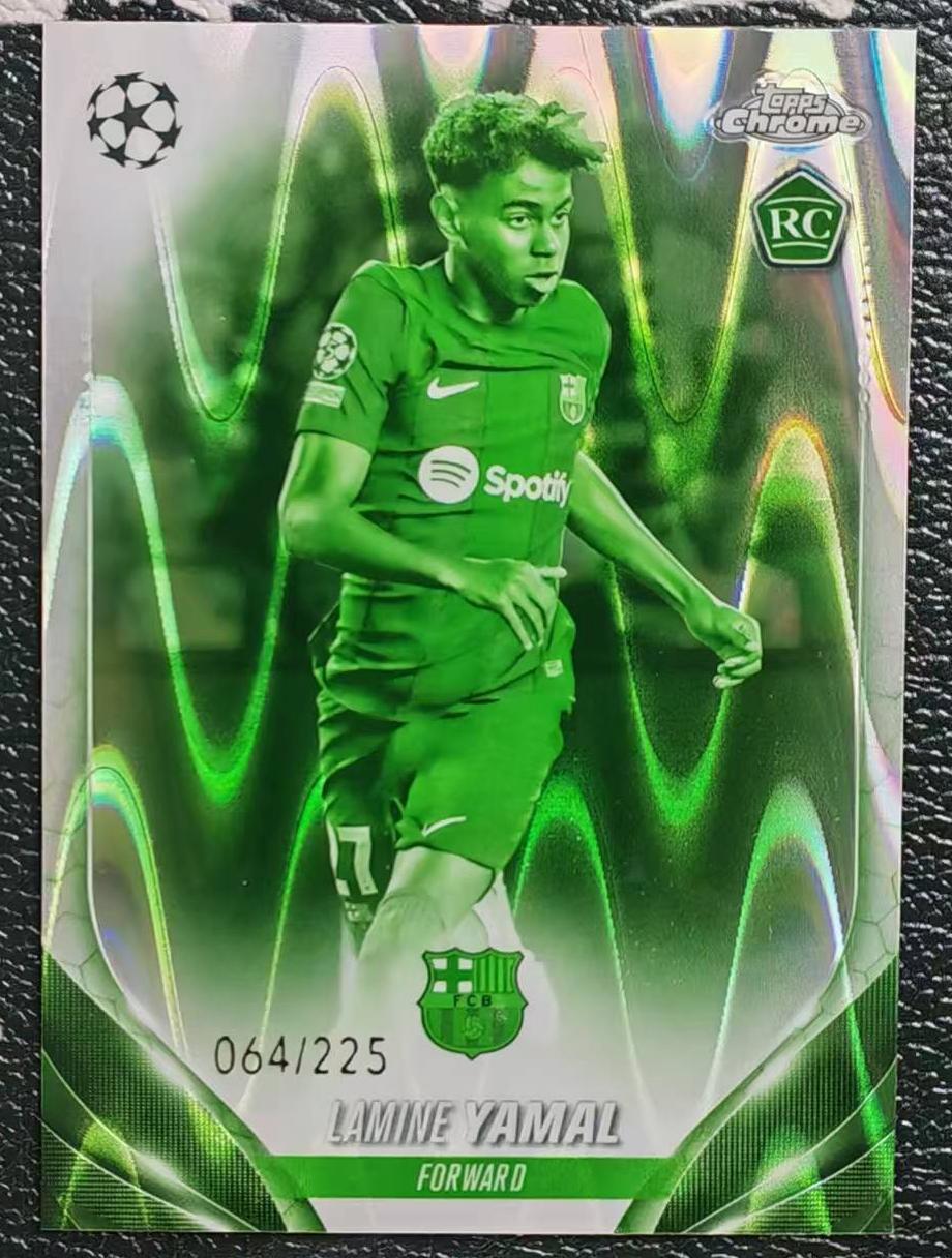 2023-24 Topps Chrome UEFA Lamine Yamal #64 RC Rookie Night Vision RayWave /225