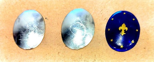 Antik Oval Kobaltblau Emaille Intarsien Gold Fleur De Lis Plakette Stück Wie Ist #B64 - Bild 1 von 2