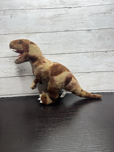 Jurassic World T-Rex Dinosaur Plush Toy Factory Brown With Jurassic World Logo - Picture 2 of 13