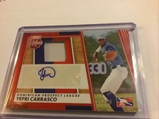 Yefri Carrasco 2021 Panini Elite Extra Edition Dominican Auto Jersey Relic 20/49