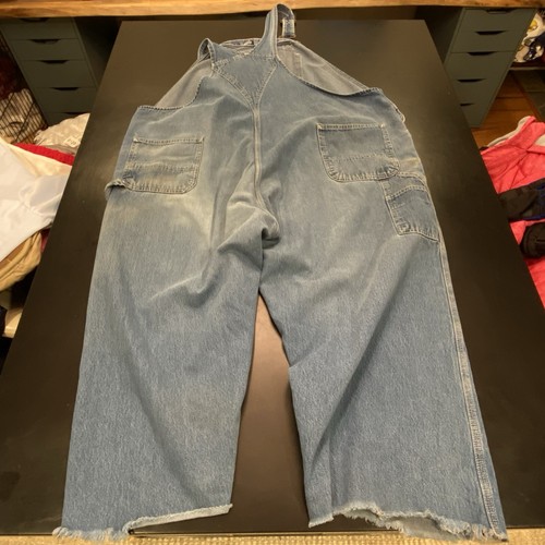 Carhartt Carpenter Denim cutoff Overalls Men 56X30 Distressed Big Tall Hillbilly - Picture 13 of 13