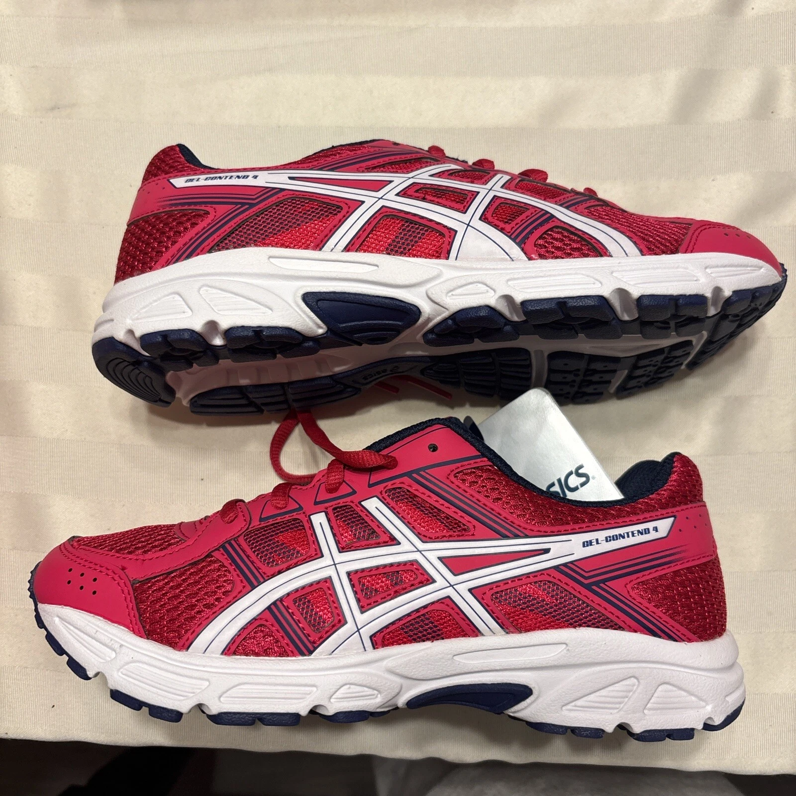 Scarpe da corsa ASICS bambina rosa bianco gel contend 4 stringate leggere taglia 6