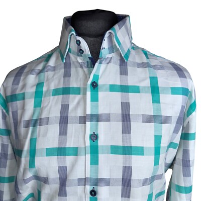 HAWES AND CURTIS Shirt Mens 2XL (48-49'') Long Sleeve in White Patterned