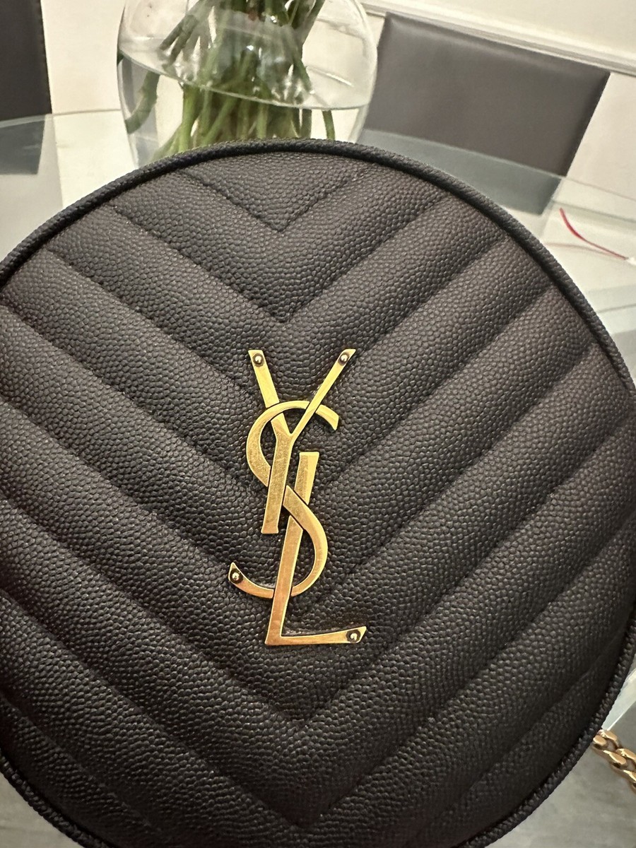 累積売上総額第１位【SAINT LAURENT★サンローラン】6215073YE68 Saint Laurent Vinyle YSL Round Crossbody Bag Grained Leather