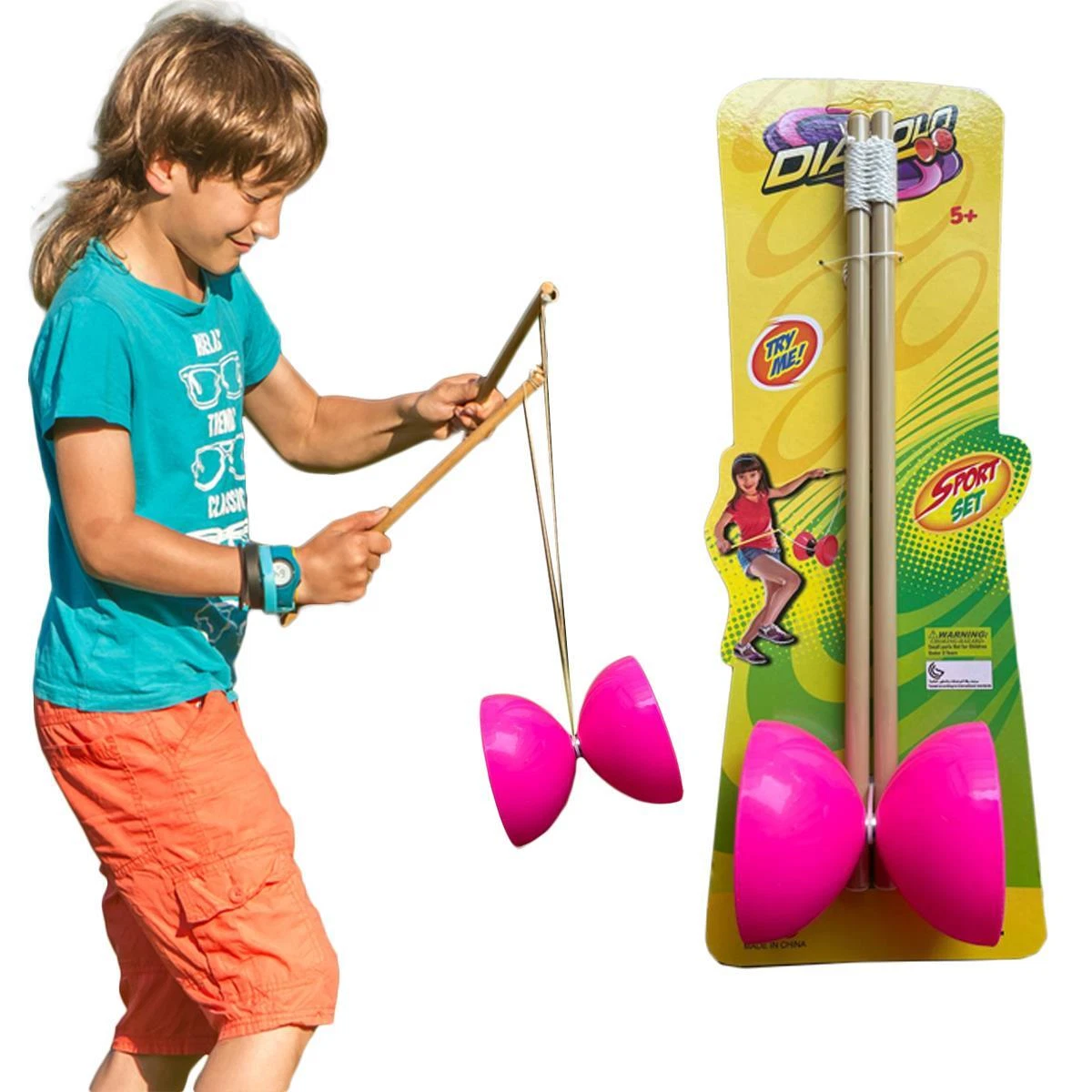 Pink top shorts juggling