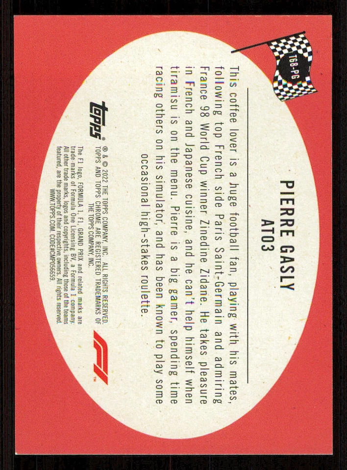 2022 Topps Chrome Formula 1 '68 Topps Hot Rods #T68PG Pierre Gasly - Image 2 of 2
