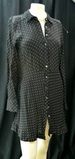 Philosophy black and white polka dot Dress Boho fit flare knee Size JR L NEW