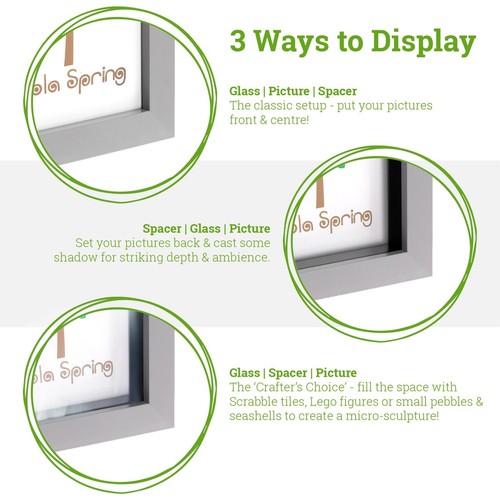 Box Picture Frame Deep 3D Photo Display 10x10cm Square Standing Hanging White x5 - Picture 3 of 7