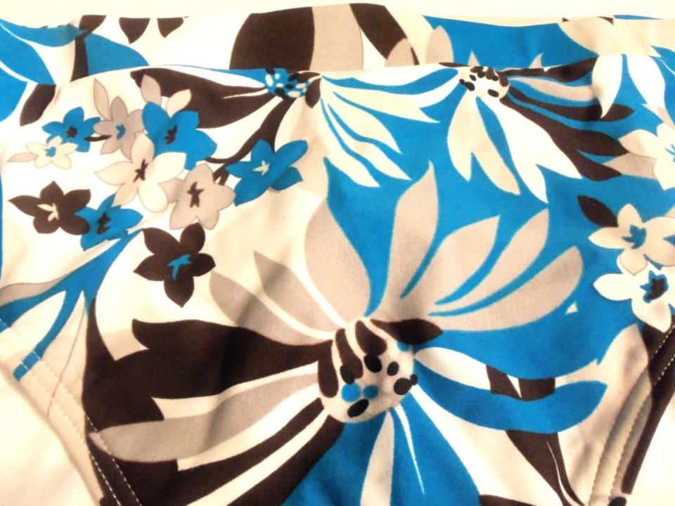 Biquíni Spiegel Vintage Azul, Branco e Marrom Moldado Tamanho 16 Top & 12 Bottoms - Imagem 4 de 4