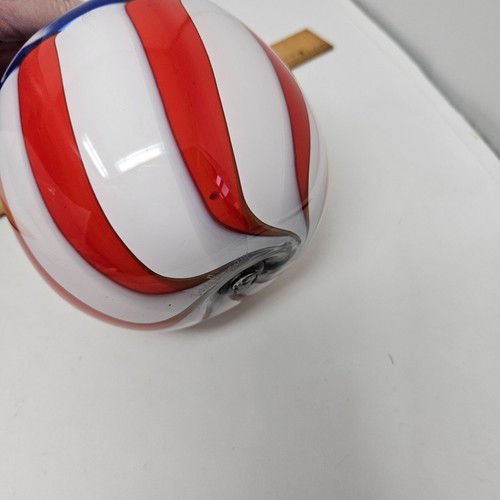 Hand Blown Artist Cory B Signed American Flag Glass Vase - Picture 10 of 12