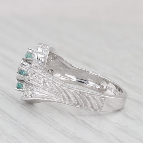 0.53ctw Alejandrita Cruz Diamante Tipo Bypass Anillo 14k Oro Blanco Talla 7 - Imagen 3 de 10