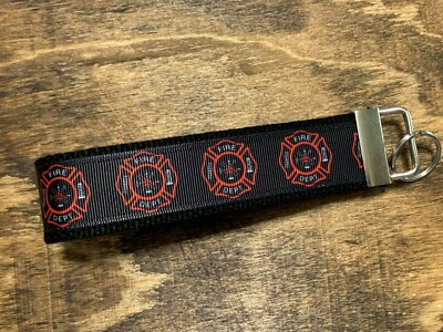 Fireman Firefighter Ribbon Key chain key fob 2 sizes to choose from | eBay